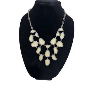 J. CREW Women’s Light Green Silver Toned Statement Necklace